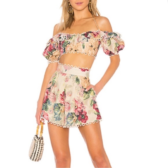 Zimmermann Melody Off the Shoulder Top & Shorts - Picture 1 of 14